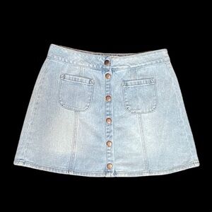 Brandy Melville Jean Button down Mini Acid Wash skirt A-Line Mini denim skirt